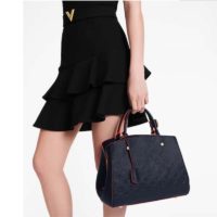 Louis Vuitton LV Women Montaigne MM Handbag Monogram Empreinte Leather-Navy