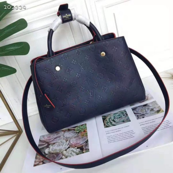 Louis Vuitton LV Women Montaigne MM Handbag Monogram Empreinte Leather-Navy (3)