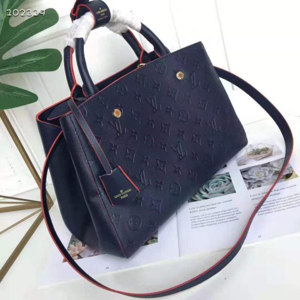 Louis Vuitton LV Women Montaigne MM Handbag Monogram Empreinte Leather-Navy (4)