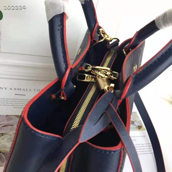 Louis Vuitton LV Women Montaigne MM Handbag Monogram Empreinte Leather-Navy (9)