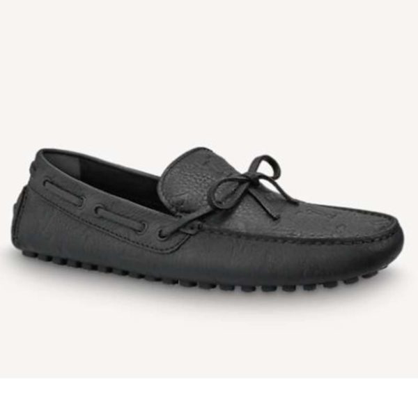 Louis Vuitton Men Arizona Moccasin Monogram-Embossed Grained Calf Leather-Black