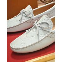 Louis Vuitton Men Arizona Moccasin Monogram-Embossed Grained Calf Leather-White