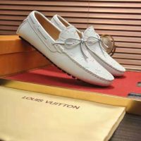 Louis Vuitton Men Arizona Moccasin Monogram-Embossed Grained Calf Leather-White