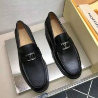 Louis Vuitton Men Major Loafer Grained Calf Leather Wool Lining-Black