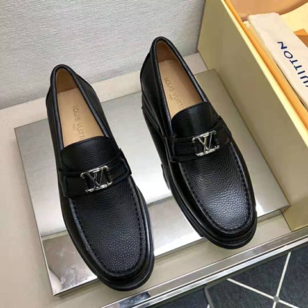 Louis Vuitton Men Major Loafer Grained Calf Leather Wool Lining-Black (2)