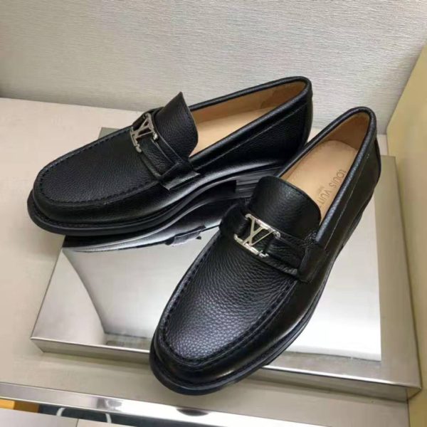 Louis Vuitton Men Major Loafer Grained Calf Leather Wool Lining-Black (3)
