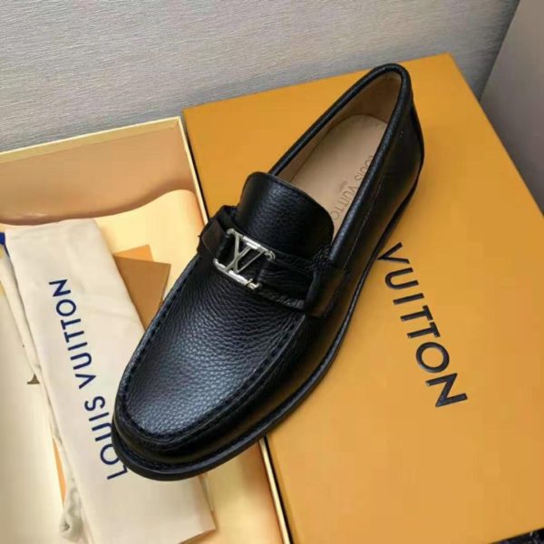 Louis Vuitton Men Major Loafer Grained Calf Leather Wool Lining-Black (4)