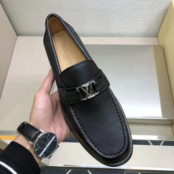 Louis Vuitton Men Major Loafer Grained Calf Leather Wool Lining-Black (5)