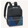 Louis Vuitton Unisex Discovery “V” Logo Backpack Blue Monochrome Taiga Leather