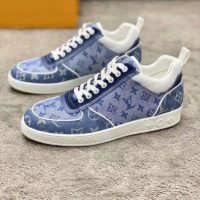 Louis Vuitton Unisex Trocadero Richelieu Sneaker Navy Blue Monogram Denim