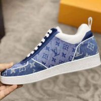 Louis Vuitton Unisex Trocadero Richelieu Sneaker Navy Blue Monogram Denim