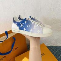 Louis Vuitton Women Frontrow Sneaker Calf Leather Monogram Canvas Signature-Blue