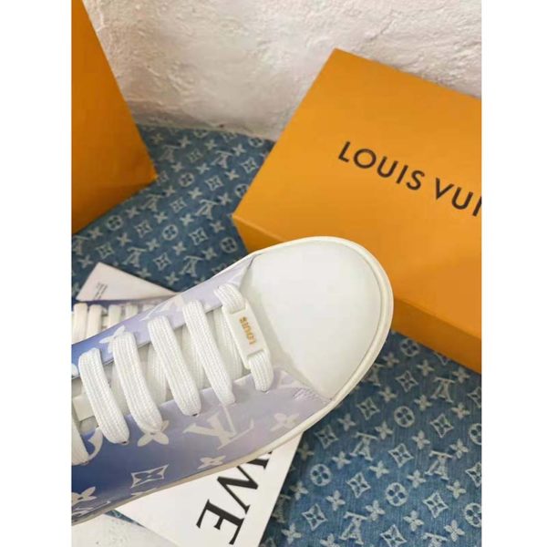 Louis Vuitton Women Frontrow Sneaker Calf Leather Monogram Canvas Signature-Blue (8)