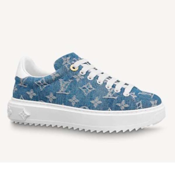 Louis Vuitton Women Time Out Sneaker Blue Monogram Denim