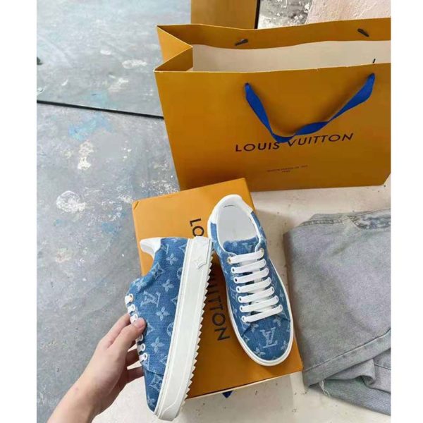 Louis Vuitton Women Time Out Sneaker Blue Monogram Denim (10)