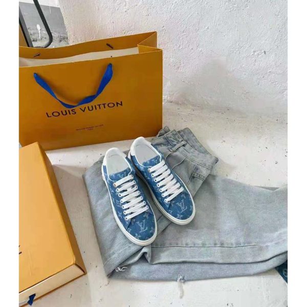 Louis Vuitton Women Time Out Sneaker Blue Monogram Denim (2)