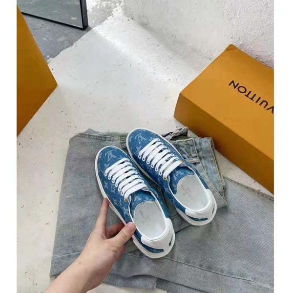 Louis Vuitton Women Time Out Sneaker Blue Monogram Denim (6)