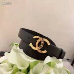 Chanel Women Calfskin & Gold-Tone Metal Black Belt - immagine 3