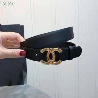 Chanel Women Calfskin & Gold-Tone Metal Black Belt