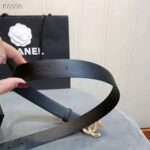 Chanel Women Calfskin & Gold-Tone Metal Black Belt - immagine 13