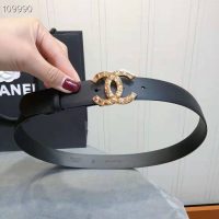 Chanel Women Calfskin & Gold-Tone Metal Black Belt