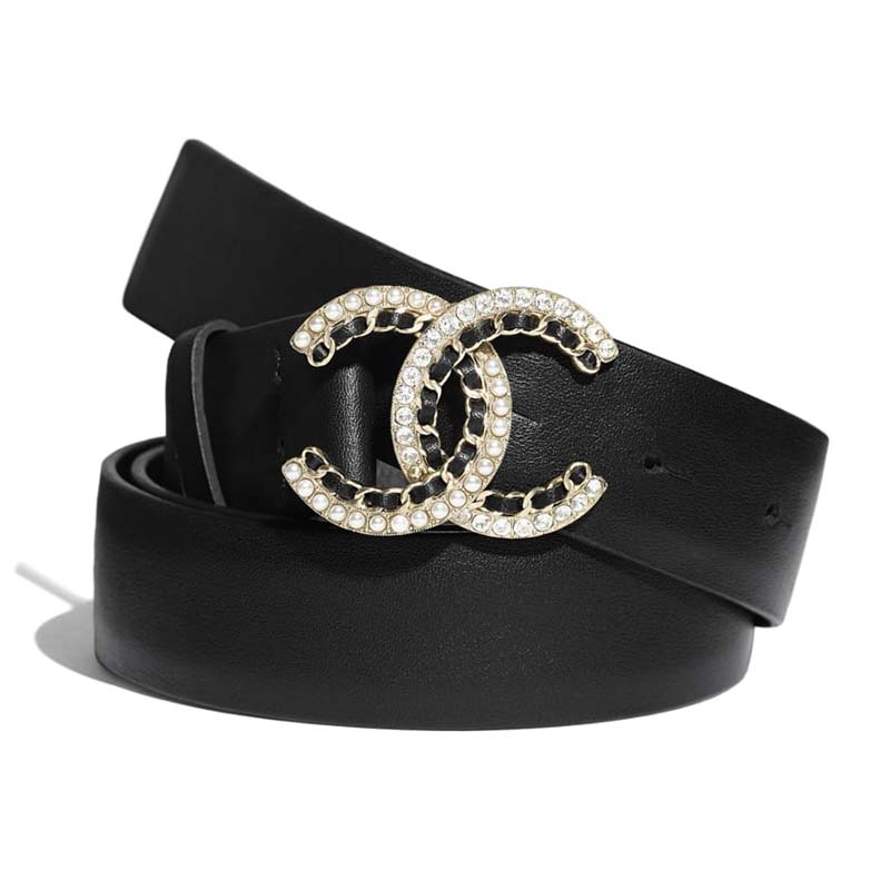 Chanel Calfskin & Gold-Tone Metal Black Belt
