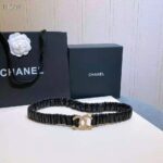 Chanel Women Calfskin Gold-Tone Metal Glass Pearls & Strass Black Belt – Image 3
