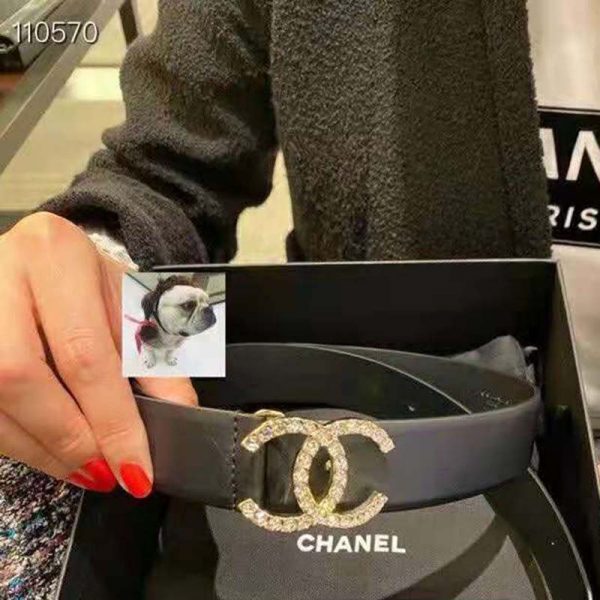 Chanel Women Calfskin Gold-Tone Metal 