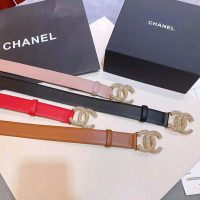 Chanel Women Calfskin Gold-Tone Metal & Strass Belt Black