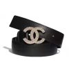 Chanel Women Calfskin Gold-Tone Metal & Strass Belt Black