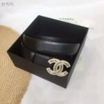 Chanel Women Calfskin Gold-Tone Metal & Strass Belt-Black – Bild 4