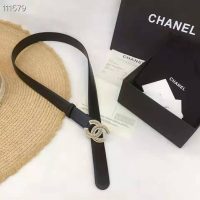 Chanel Women Calfskin Gold-Tone Metal & Strass Belt-Black