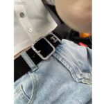 Chanel Women Goatskin Silver-Tone Metal & Strass Black Belt - Imagen 12