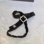 Chanel Women Goatskin Silver-Tone Metal & Strass Black Belt - Imagen 4