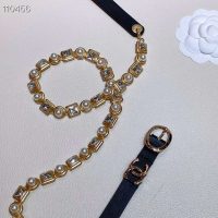 Chanel Women Gold-Tone Glass Pearls Gold & Crystal Belt