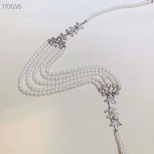 Chanel Women Gold-Tone Metal Pearls & Strass Silver & Crystal Belt (11)