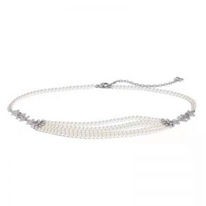 Chanel Women Gold-Tone Metal Pearls & Strass Silver & Crystal Belt