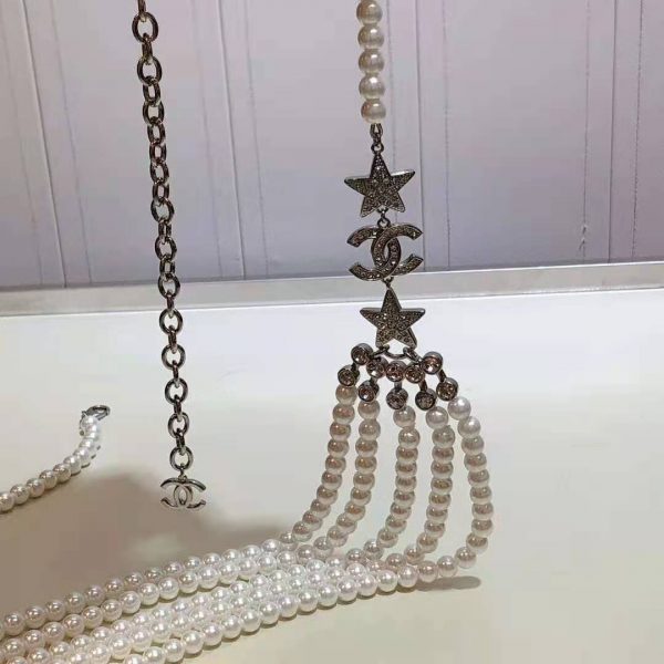 Chanel Women Gold-Tone Metal Pearls & Strass Silver & Crystal Belt (5)