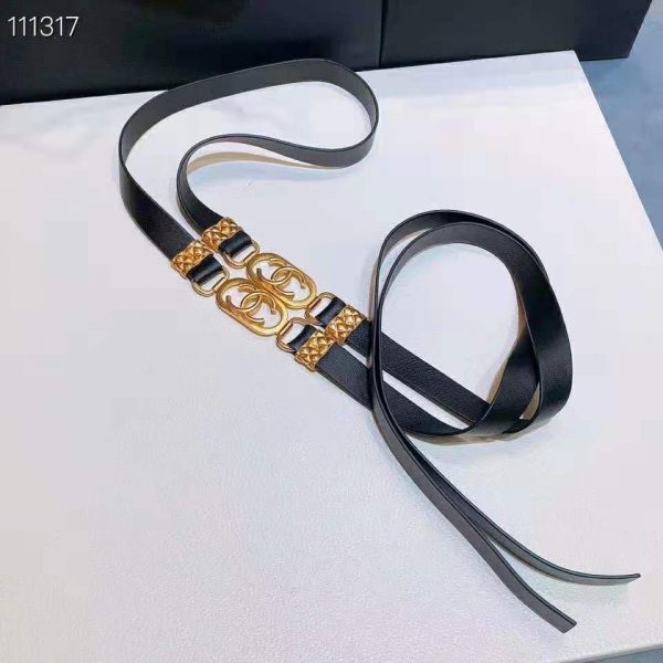 Chanel Women Lambskin & Gold Metal Black Belt (10)