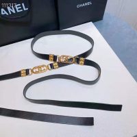 Chanel Women Lambskin & Gold Metal Black Belt