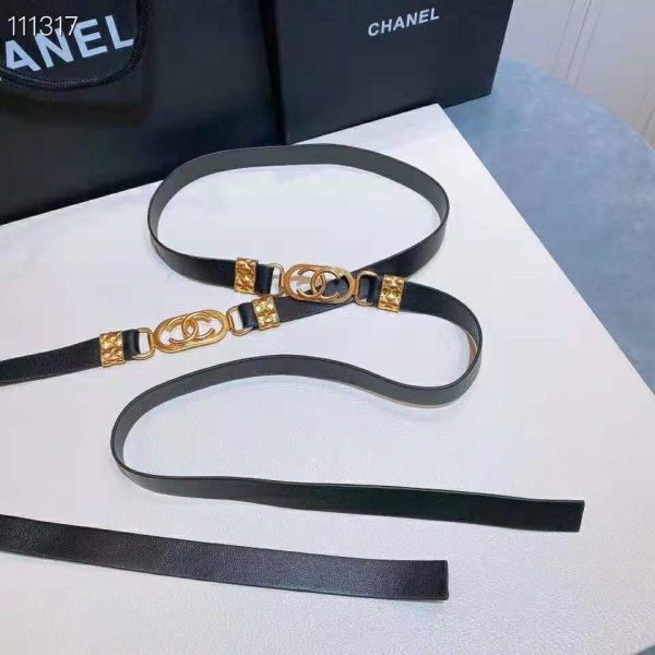 Chanel Women Lambskin & Gold Metal Black Belt (6)