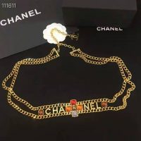 Chanel Women Metal & Natural Stones Gold Blue Red & Orange Belt