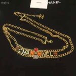 Chanel Women Metal & Natural Stones Gold Blue Red & Orange Belt - Image 3