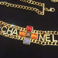 Chanel Women Metal & Natural Stones Gold Blue Red & Orange Belt