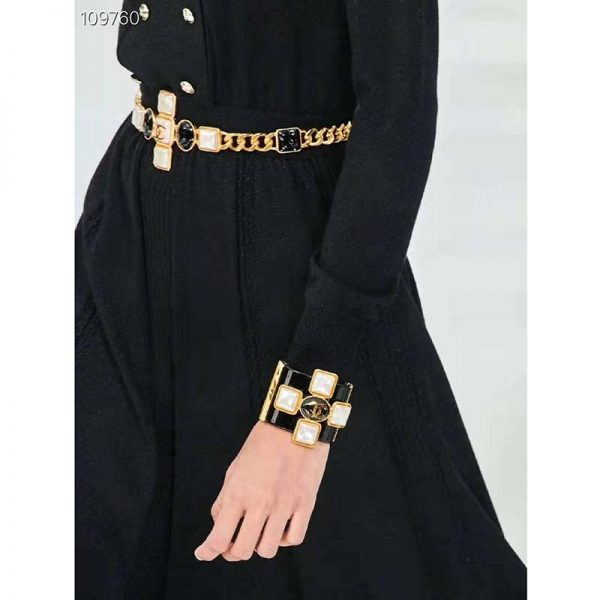 Chanel Women Metal & Resin Gold Pearly White & Black Belt (5)