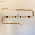 Chanel Women Metal & Resin Gold Pearly White & Black Belt - Image 3