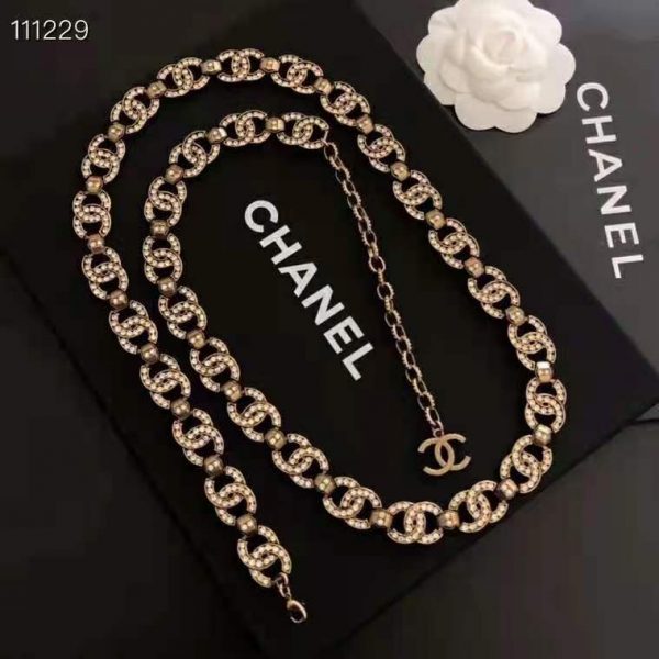 Chanel Women Metal & Strass Gold & Crystal Belt (10)