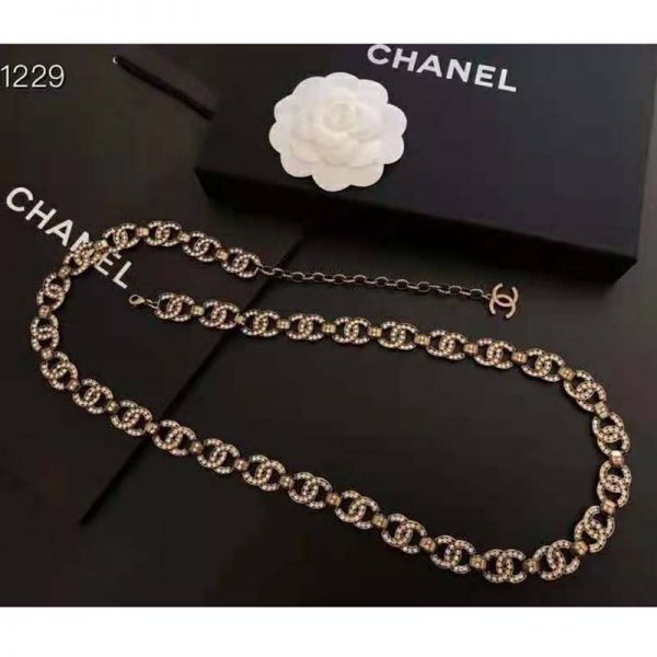 Chanel Women Metal & Strass Gold & Crystal Belt (9)