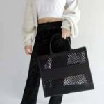 Dior Women Dior Book Tote Black Mesh Embroidery 'Christian Dior' - Imagen 9