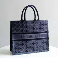 Dior Women Dior Book Tote Blue Cannage Embroidered Velvet